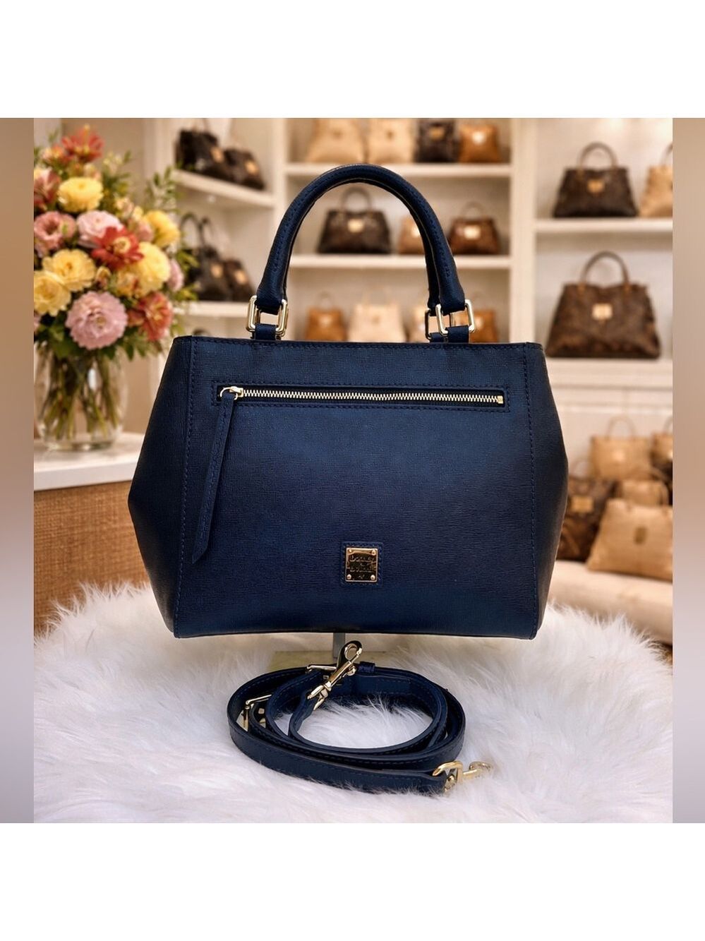 Dooney & Bourke Marine Navy Satchel Saffiano Leather a hand Crossbody Bag